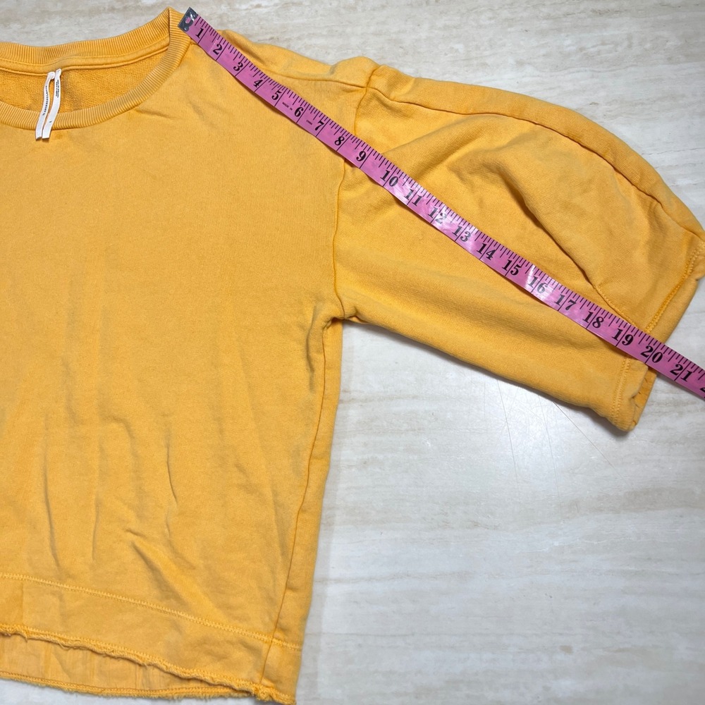 Free People Anthropologie Marigold Yellow Puff Sleeve Cotton Sweatshirt Large - Picture 6 of 9